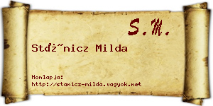 Stánicz Milda névjegykártya